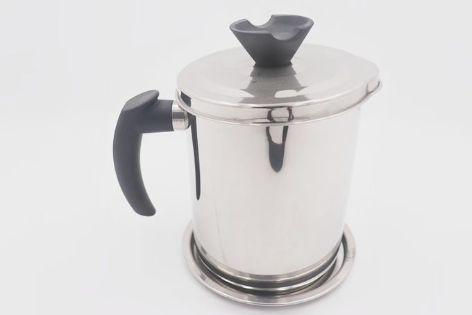 1.3L Kitchenware stainless steel oil strainer pot with lid round shape grease container