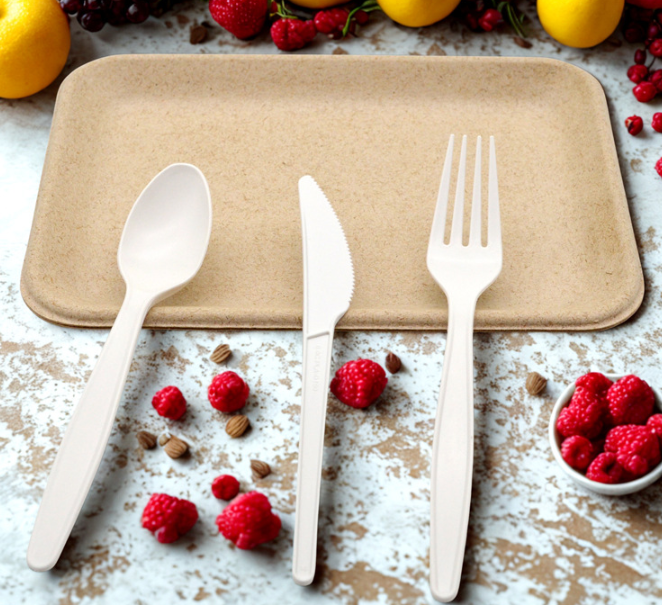 Eco Friendly Biodegradable Cutlery Set 100 Percent Compostable Individually Packaged