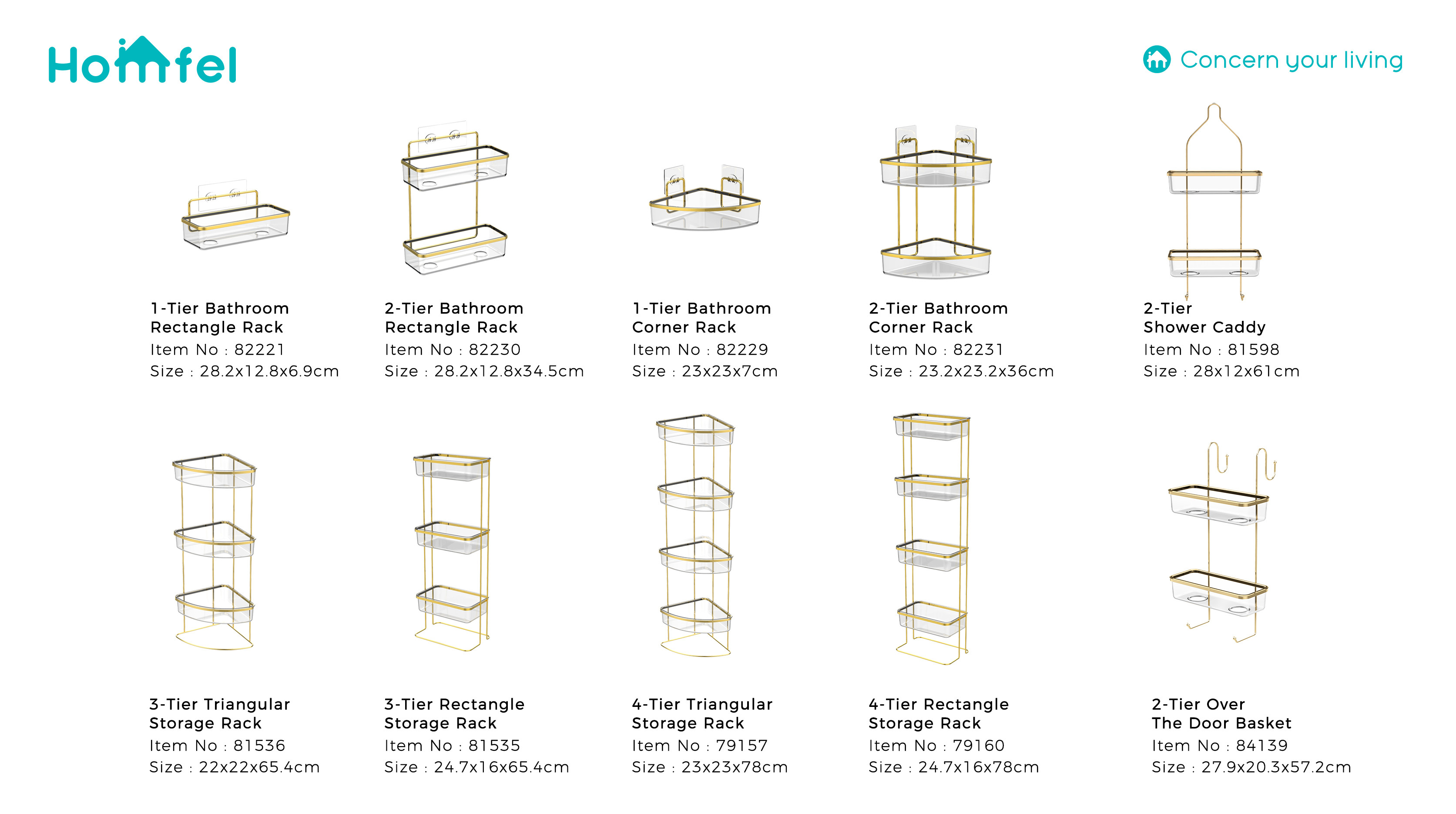 Storage 3 Tiers Standing Type Bathroom Rack Shower Caddy with Stainless Steel Organizer