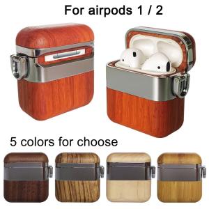 China wood metal case protective cover compatible with apple airpods 2 and 1 blu tooth earphone wholesale