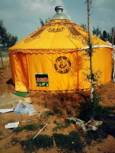 China Modern Small Yurt Tent / Luxury Camping Tent With Drapes And Iron Gate wholesale