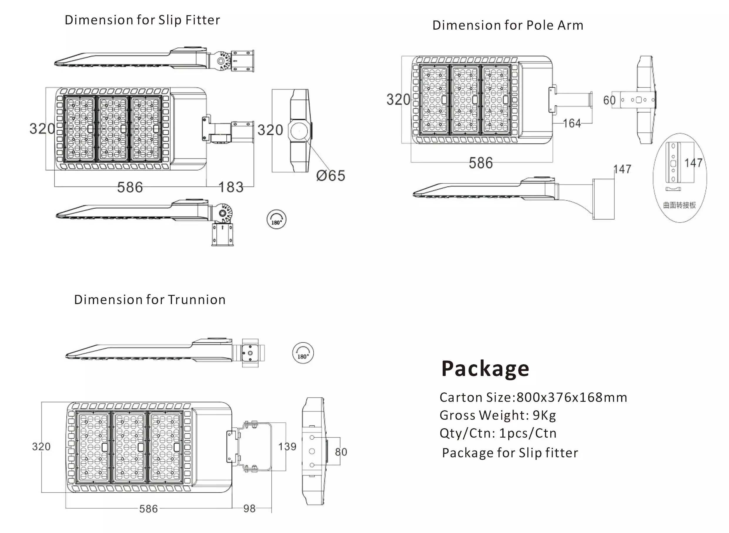 Module Design High Power LED Street Light IP65 smd 3030 2700K-6500K CCT