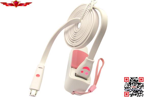 Fashion Design Smile Face Lighting 1.0 Meter Micro USB Data Charger Cable For