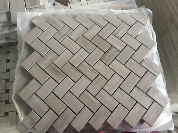 Quality Chinese Wood Light Grain And Athens Gray Marble Grey Floor Mosaic Tile Athens grey marble mosaic tiles for wall for sale