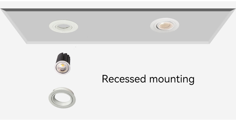 Commercial Lighting Recessed Spotlight Frame With 20° Tilt And Rotating Housing