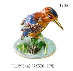China Top sale bird shaped metal jewelry box bird enamel trinket boxes wholesale