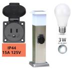 Stainless Steel Outdoor Garden Electrical Power Sockets Outlet LED Post Light