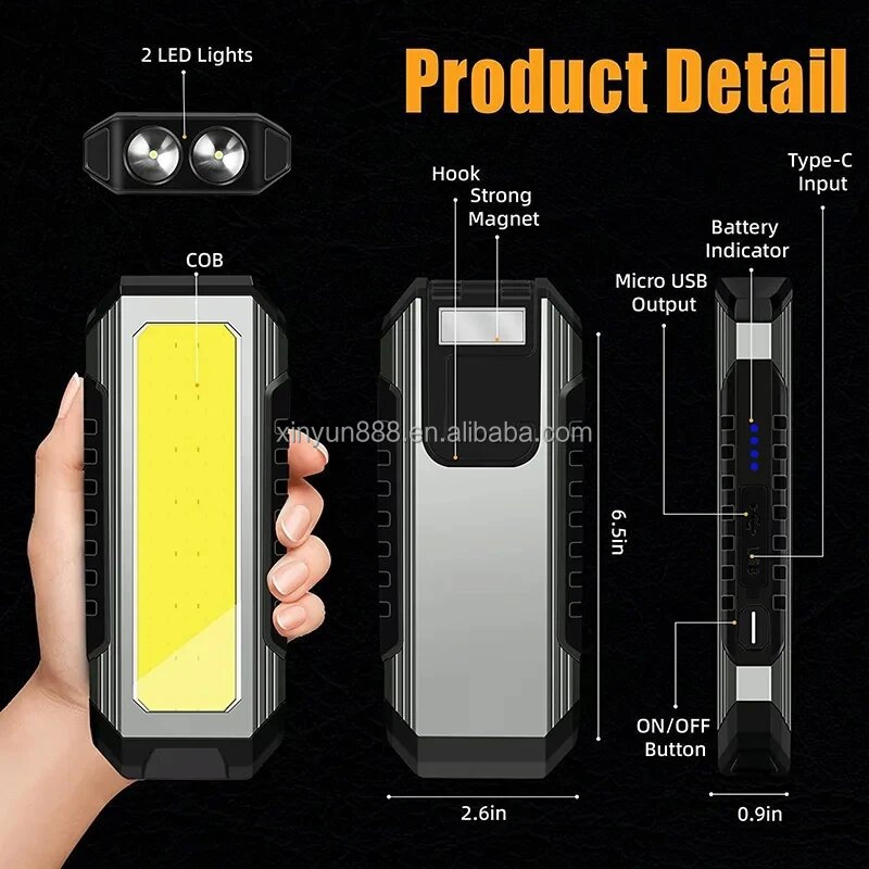 COB Super Bright Omnidirectional Multifunctional Magnetic Working Lamp