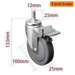 Light Duty Zinc Coating 4 Inch Swivel Caster Wheels 100mm 3714S-57