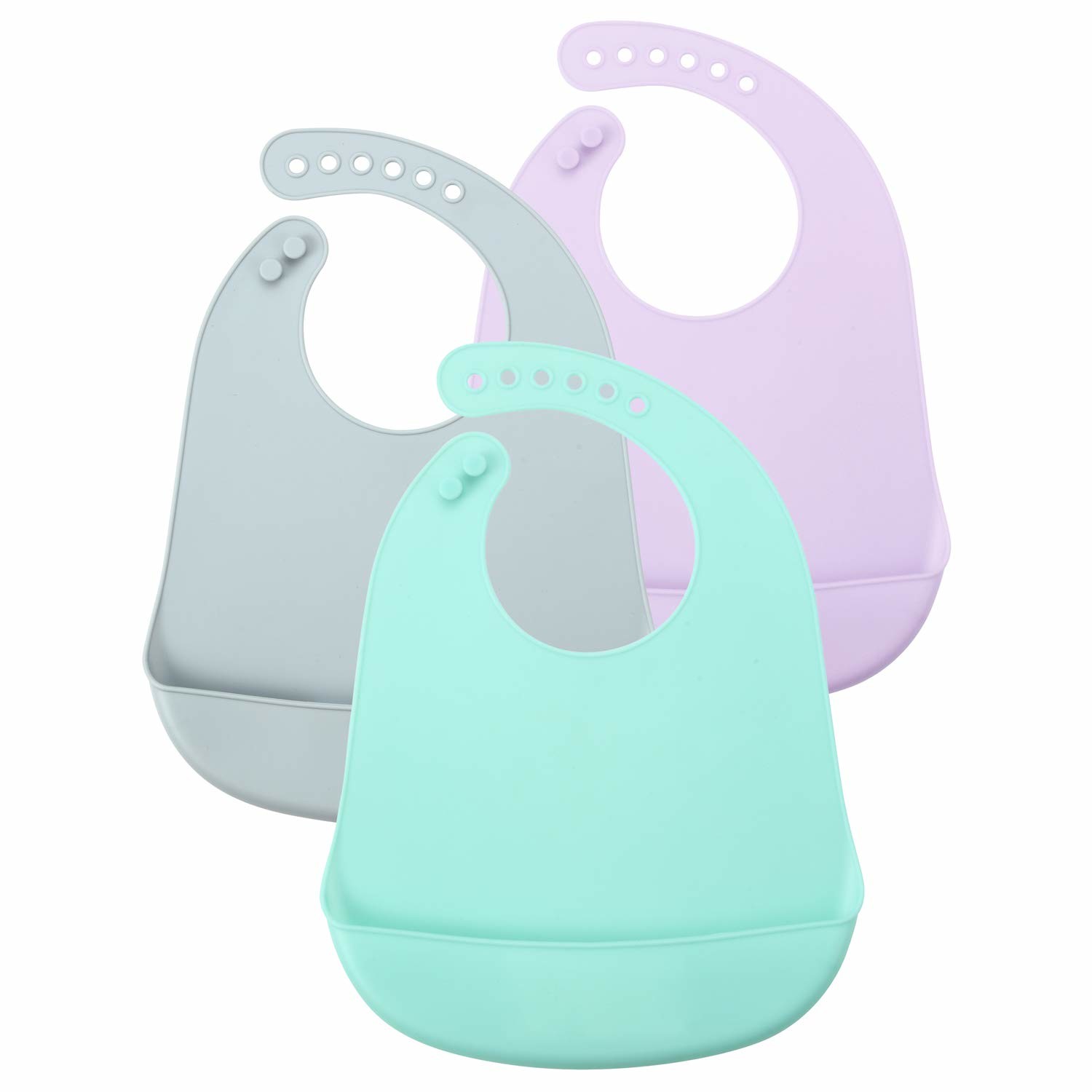 Detachable Unisex BPA Free Food Grade Silicone Baby Bibs Waterproof Adjustable
