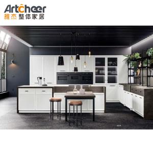 China Laminated Ogee Edge Sintered Stone Table Top Kitchen Cupboard Set with Island Cabinet wholesale