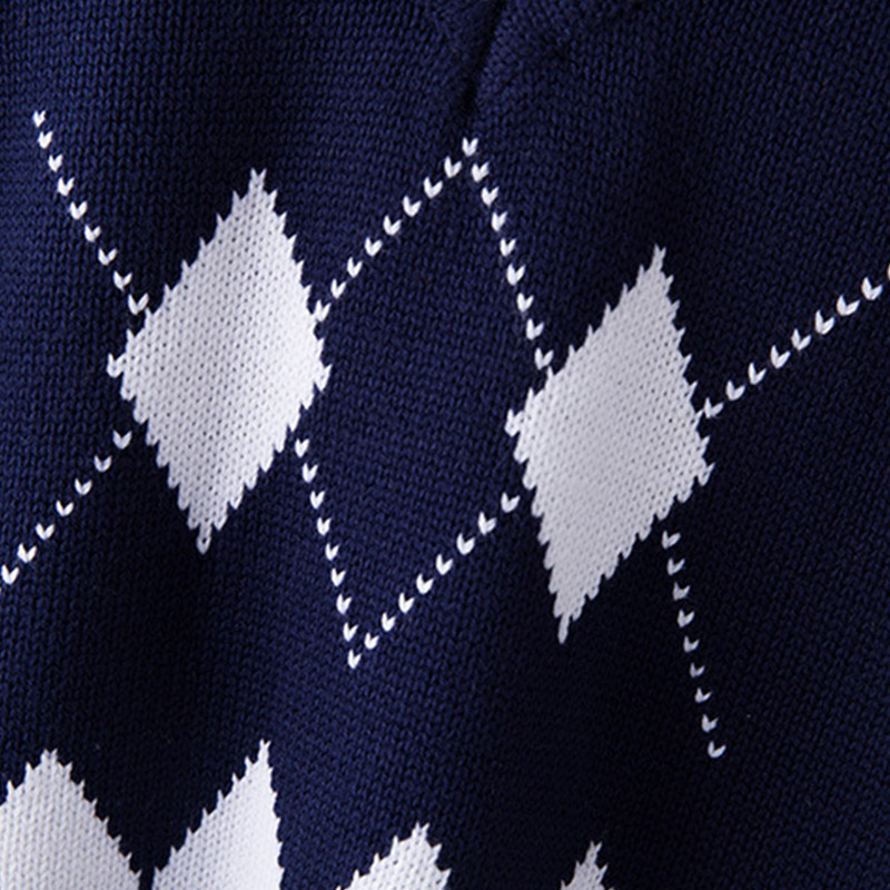 OEM Tartan Knitted Waistcoat 100% Cotton Preppy Sweater Vest For Kids