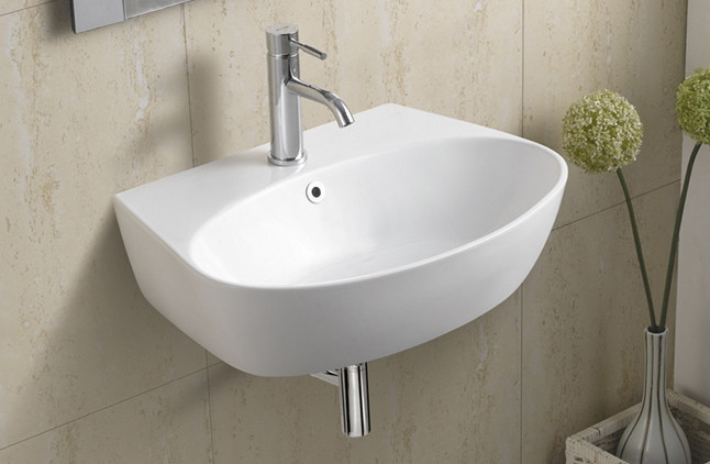 Cupboard art wall hung basin above counter mounting for bathroom or public