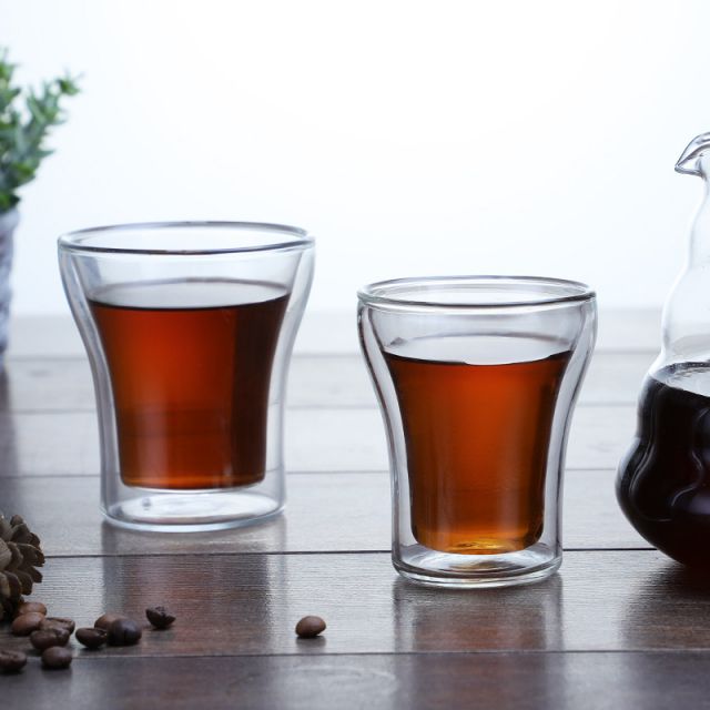 Hot Selling High Borosilicate Handle Heat Resistant Double Wall Clear 178ml Coffee Glass