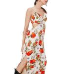 OEM Deep V Neck Dress Sleeveless Customized Spaghetti Strapped Floral Printed
