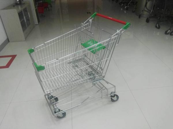 Quality Professional 125L Supermarket Shopping Trolley With Wire Mesh Base Grid , ROHS for sale