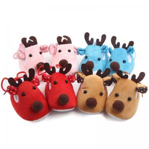 China Lovely Christmas coral fleece Animal deer bear prewalker merry Christmas baby shoes wholesale