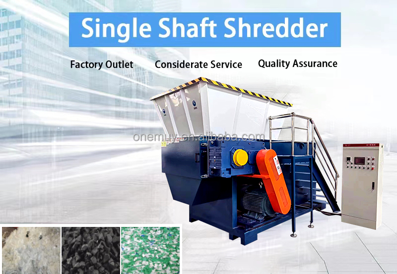 Single Shaft Shredder for Small Discharge Particle Size Fabric Clothes 4000 kg Weight