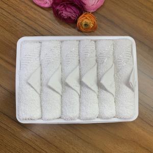 China Business Class Airline Hemmed Cotton Hand Towel With Satin Stripe wholesale