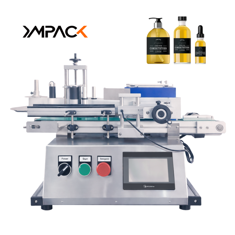 PLC HMI Automatic Bottle Labeler Square Bottle Label Applicator For Cylindrical Containers