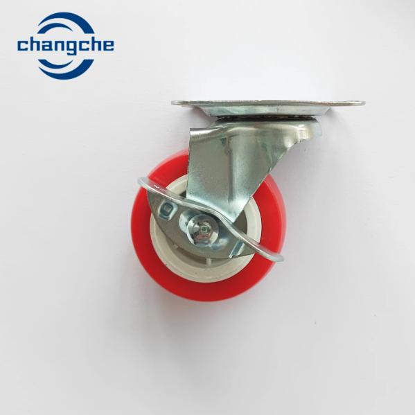 PVC red plate metal stem 2.5inch light duty swivel caster with brake for