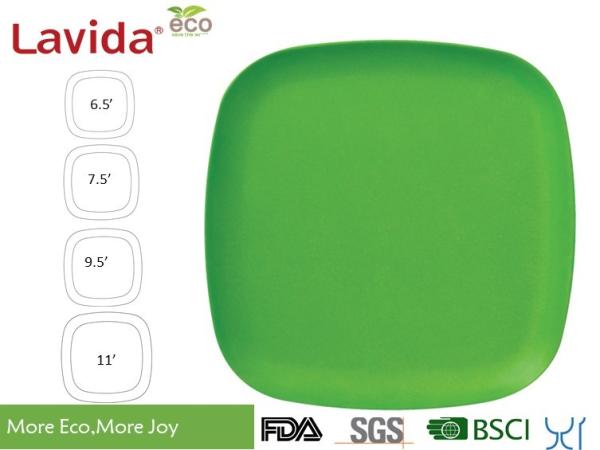 New Fashionable Design Popular School Bamboo Fibre Square Dinner Plate Plant