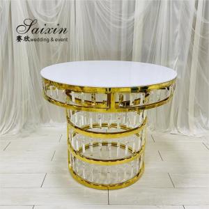 China 16 14 12 Inch Round Stainless Steel Hanging Crystal Cake Stands Wedding wholesale