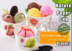 China Green / White Disposable Ice Cream Bowls PE Coated With Wavy Pattern on sale