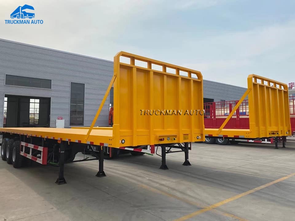 3 Axle Container Flatbed Semi Trailer For Container & Bulk Cargo Transport