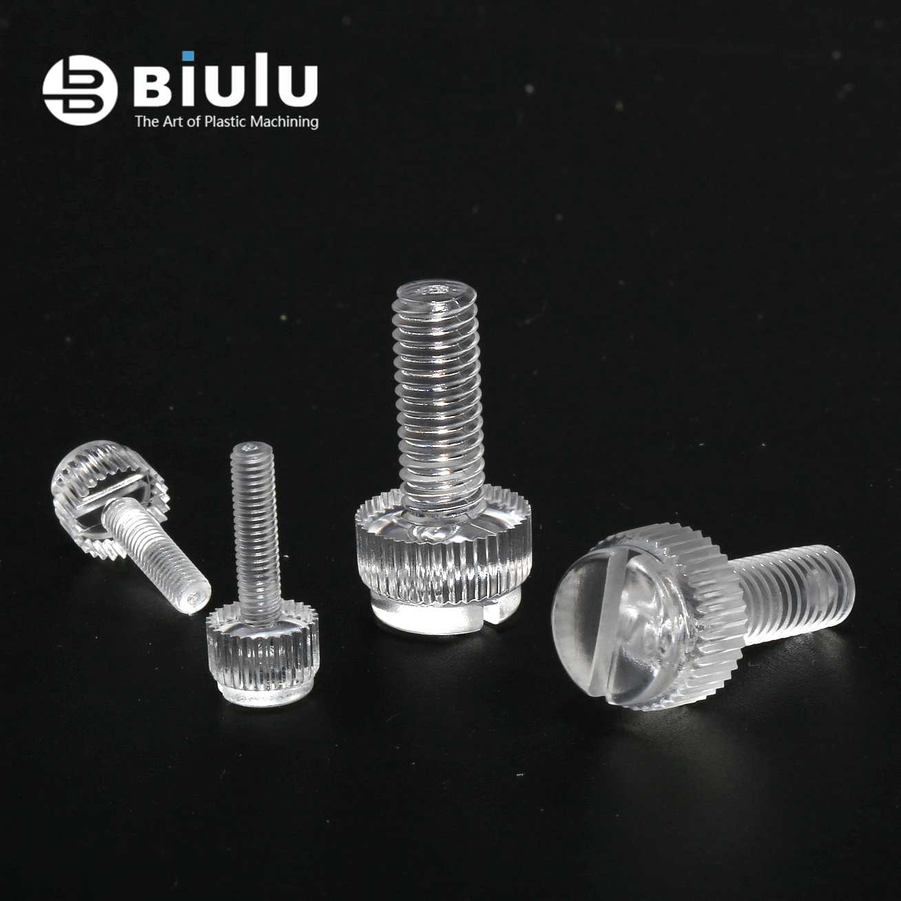 Plastic PMMA Machining Slotted Knurled Rond Pan Head Transparent Screw