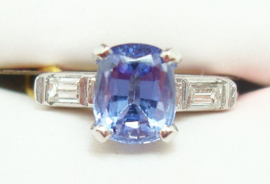 14k White Gold Oval Genuine Natural Tanzanite Ring with CZ