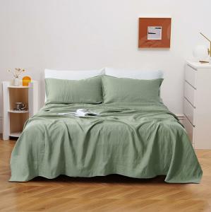 China Deep Pocket 1.5-2 Kg Luxury Stonewashed French Linen Bed Sheets 3 Pieces Style Luxury wholesale