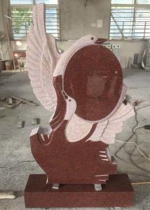 China Decorative Carving Red Granite Tombstones , European Style​ Granite Cemetery Monuments wholesale
