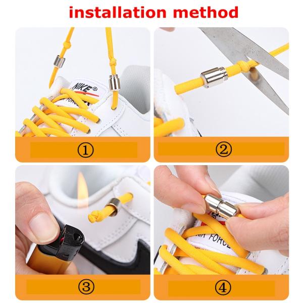New Elastic Shoelaces Metal Capsule Button No Tie Shoe Laces