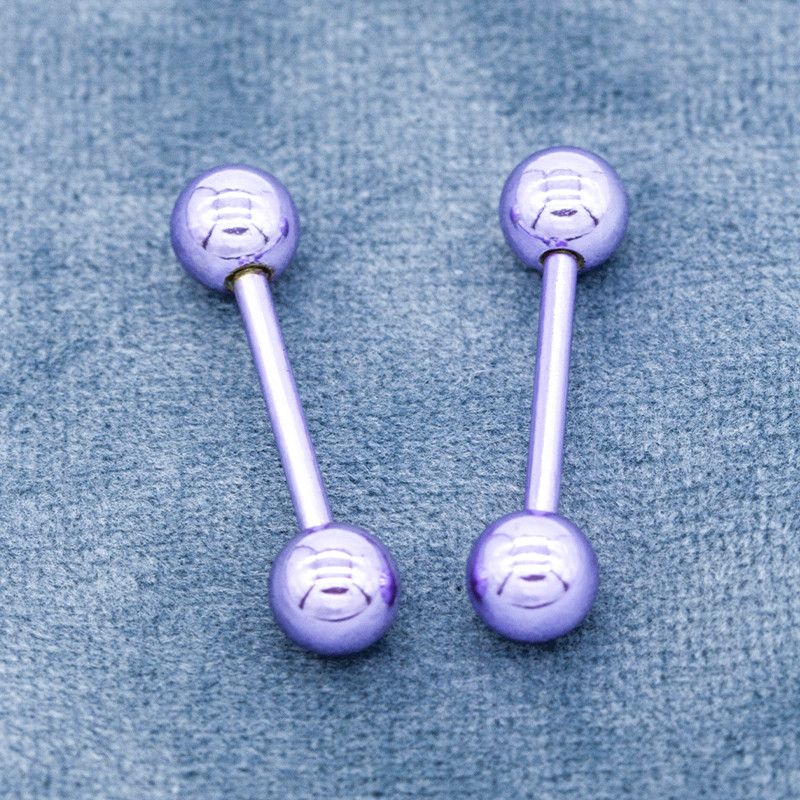 Stainless Steel 316 Nipple Piercing Jewellry 15mm Purple Color Nipple Rings 14 Gauge