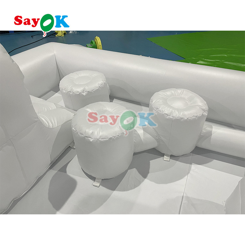 Customized Commercial Soft Play Equipment White Splash Pad Inflatable Water Park Bouncing Castle Slide