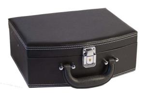 China Black Leather Jewelry Travel Case Lockable For Makeup Storage Case wholesale