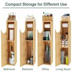 Multifunctional Bamboo Toilet Paper Storage Cabinet Roll Holder Cupboard Space