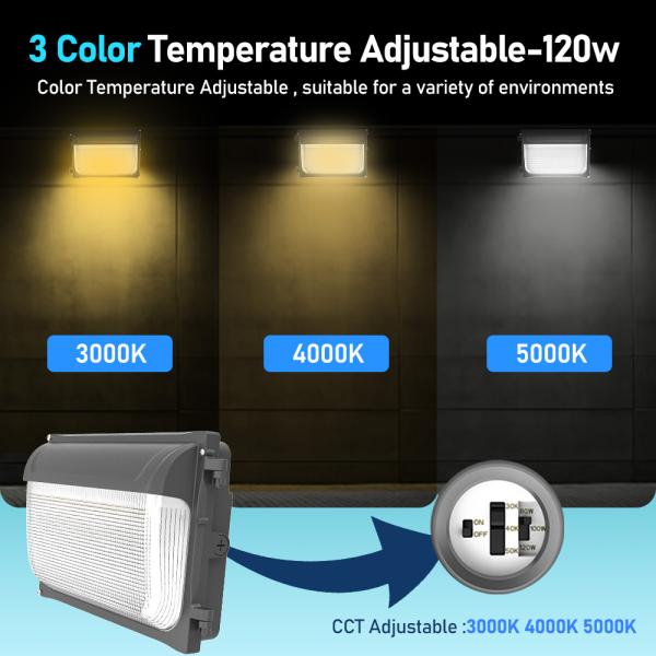 30W LED Wall Light with Photocell Sensor Modern Outside Wall Adjustable 4000K Color Temperature Color Rendering Index Ra 70