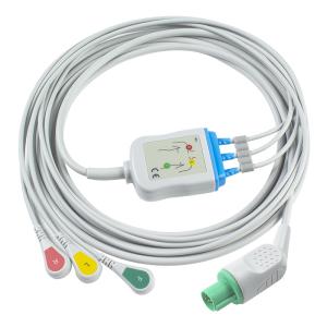 China Hellige Compatible Direct-Connect ECG Cable and leadwires for 3Lead IEC Snap wholesale
