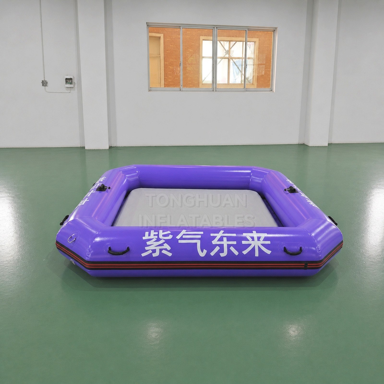 Custom 2.5x2.5m Purple Inflatable Floating Boat with Reinforced Handles D-Rings and Oar Locks for Lake Fishing Water Recreation