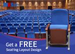 Multi Seat Cinema Hall Chair Wood Armrest Padded With Fabric Blue Color