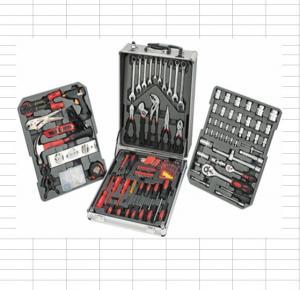 China 186 pcs professional tool set,with sliding T-bar ,combination wrench ,pliers ,knife ,tape. wholesale