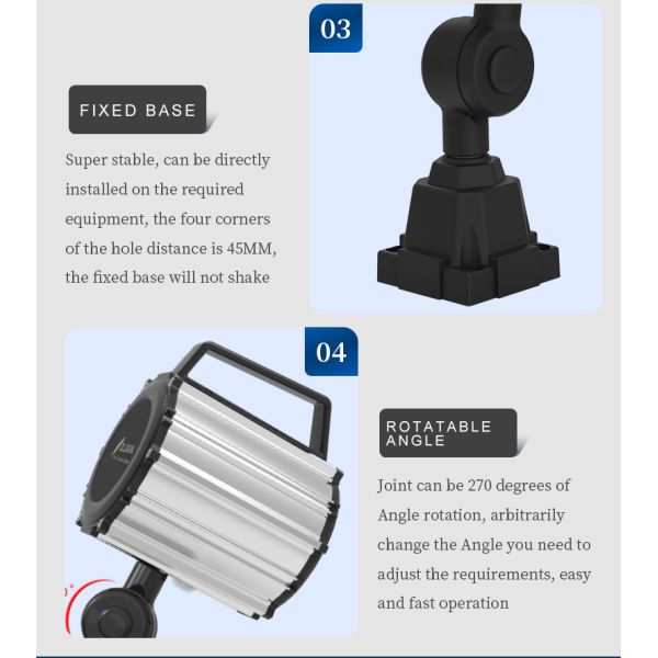 IP65 Adjustable LED Machine Tool Work Light 9W 810LM Full Aluminum Industrial Lamp