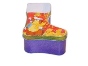 China Classic Tin Gift Box , Christmas Stocking Shaped Sweet Tin Box Durable wholesale