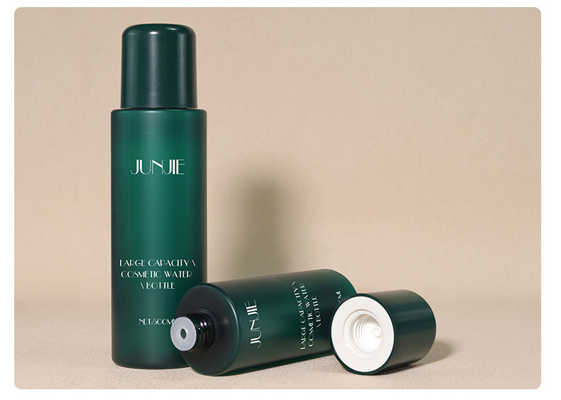 500ml PET Plastic Bottle Green Pump Lotion Bottle Frosted With Bamboo Lid