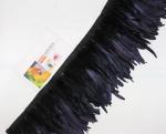 Party Decoration Black Rooster Coque Feather Fringe Trim with Satin Ribbon Tape