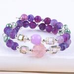 8MM Handmad DIY Weathered Agate Crystal Round Bead Adjustable Double Layer
