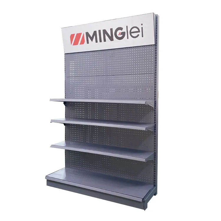 Factory custom color size Gray hole back board shop display shelf market shelves