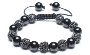 China Adjustable Shamballa Bracelet, Black Rhinestone Ball &amp; Black Onyx Rounds wholesale